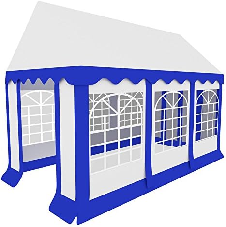 Stagecap Mountain Bavaria 3x6 m Party Tent (Approx. 30 people/4 Ganituren, Robust, Windstabiles Pole Attachable Input with Zips and Edge Protection – White/Blue