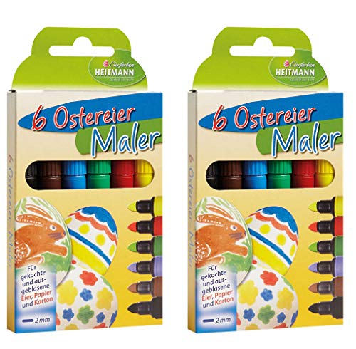Heitmann 60008 - Lápices para Pintar Huevos de Pascua, Malstifte, 2X 6er Set