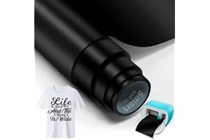 VOHESEA Black Smart Iron On for Cricut Joy, 14 x 200 cm Plotter Film Textile Smart Heat Transfer Vinyl Rolls, Flex Film Plotter Textiles for Iron-on Works without Cutting Mat for DIY T-Shirts, Hoodie, Fabrics