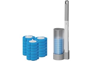 KULSUM Toilet Wand Kit, Disposable Toilet Brush with Holder, Disposable Toilet Cleaning System with 24 Toilet Wand Replacement Heads, Bathroom Cleaning