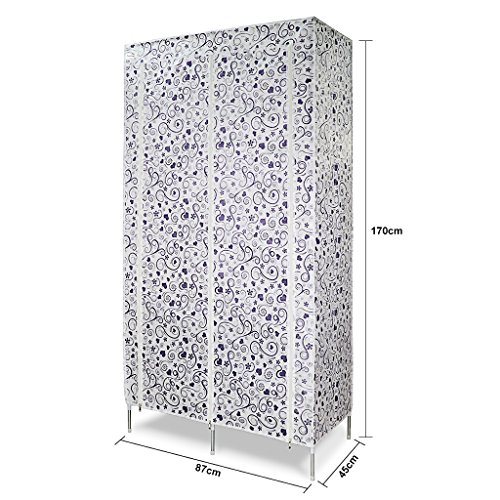 Finether Faltschrank Stoffschrank Textilschrank Faltkleiderschrank Stoffkleiderschrank Textilkleiderschrank faltbarer Kleiderschrank aus stoff mit Kleiderstange für Schlafzimmer Camping stabil 2-türig 170 x 87 x 45cm - 3