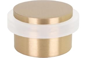 EVI Herrajes | Butée De Porte Adhésive | Ø28x20mm | Laiton Finition Mate | Caoutchouc Blanc En Silicone Naturel | Fixation Simple | 100% fonctionnel | Mod. I-103BMT