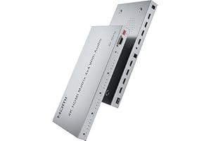 NINGKANGSHENG 4x4 HDMI 2.0 Matrix Splitter 4K@60Hz with Audio Extractor HDR 18Gbps HDMI 2.0 Matrix Switcher Splitter 4 in 4 out Support HDCP2.2 EDID RS232 Remoto
