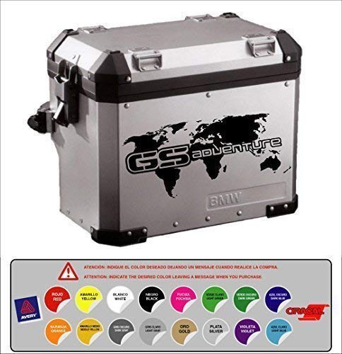 Autocollant Adhésif Valise Compatible avec BMW R 1200 1150 1100 800 GS Aventure Carte Mundi Gaufrage 16 Couleurs Disponibles Kit 2 Unités De