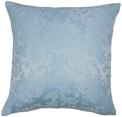 JACQUARD DAMAST BLUMENDRUCK, BLAU, 45.72 CM, 45 CM, KISSENHÜLLE ENTSPRECHEN,