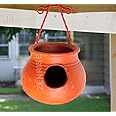 ZENRISE Clay Pot Mud House for Egg Laying and Breeding for Budgies Love Birds in Cage and Balcony (15cm, Red Brown) - Indoor, 1 Piece