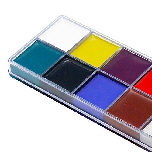 Körpermalfarbe Körperfarbe Set 12x Körperfarben Körpermalfarben Halloween Karneval Make Up Schminke Palette Gesichtsfarbe Bodypaint Bodypainting Schminke für Body und Facepainting, Face Painting Oil Multi-Farben-Verfassungs-Halloween-Kostüm-Kinderfasching Körper (Farbe) - 8