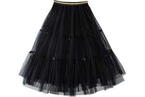 Alunsito Little Girl Spring Summer Skirt Kids Elastic Bowknot Waist Tulle Skirt Solid Color Tutu Dress