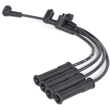 Fils De Bougie D'Allumage KIMISS - Silicone 8mm, Double Noyau Aluminium/Carbone | Noir | Améliore Performance Moteur