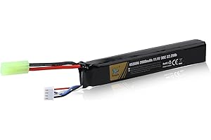GHONLZIN 11.1V 2000mAh Batería Recargable de LiPo, Compatible con Conector Tamiya 3S 30C para Airsoft M4, M110, AK47, MP5, Scar, M249, AUG, AEG, MP5K, M60, RPK, PKM, Pistolas Modelo