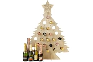 FIRST 4 HAMPERS Sparkling Fizz Advent Calendar Tipsy Tree| Prosecco Advent Calendar 2023 | Wooden Wine Rack With 24 Bottles Of Sparkling Wine | Refillable Wooden Advent