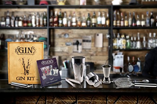 Der Geschenktipp für die Bar! Cocktail und Longdrink Set – Barzubehör aus Edelstahl in hochwertiger Echtholzkiste mit Cocktail- und Rezeptbuch – Für alle Gin Tonic Liebhaber – Made by Gin Brothers® - 8