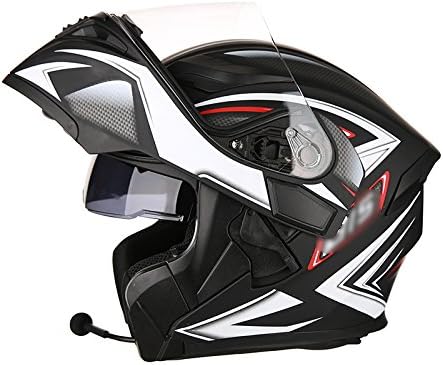 XERT Motorbike Helmet Unisex Anti-fog Flip-Up Downhill Bluetooth Allround Helmets Full-Face Four Seasons Off-road Scooter Safety Helmets,BlackRed-XL(60-62cm)