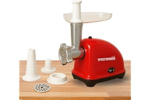 STARLYF Tritacarne elettrico Speed Grinder, Passapomodoro elettrico, Funzione di inversione, Trita, macina, sminuzza, Tritatutto professionale, Insaccatrice per Salsiccia