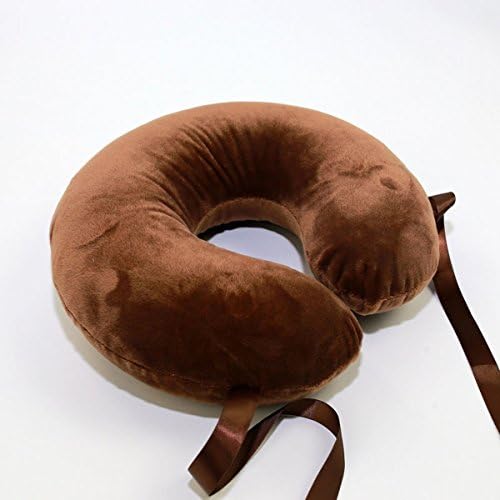 EONSHINE Luxurious Natural Latex Foam U Shaped Travel Neck Nap Pillow for Traveler Airplane Train Car Home Use (Crystal Fine Hair Cover) (Khaki)