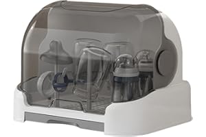 FELLFLYING Toddler Bottles Storage Box, Dustproof Bottle Storage with Removable Drip Tray, Countertop Rack for Toddler Bottles and Storage Box, 31,5 x 25,5 x 25 cm