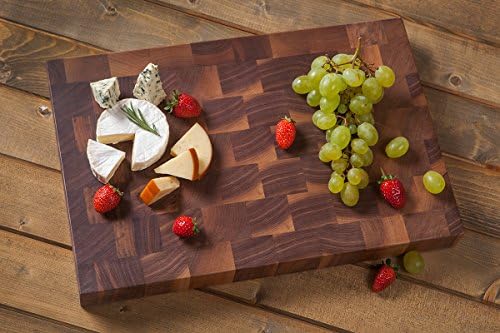 New Model Gourmet Large 17.7x11.8 x1.7 in with Finger Grooves in End Grain Wallnut Wood Rectangular Chopping Board
