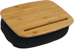 Bandeja para portátil con cojín de bambú Negra y Natural de 36x26x13 cm - LOLAhome