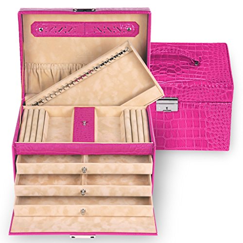 SACHER Schmuckkoffer Julia / pink, Leder / handmade in Germany