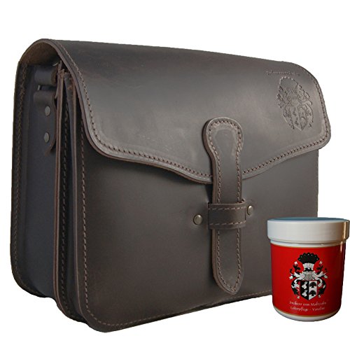 FREIHERR VON MALTZAHN Schultertasche, Netbooktasche ZUSE 1 für I-Pad, braunes BIO Leder, Made in Germany