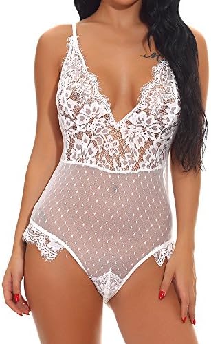 ZAMAC 5 Sizes Sexy Teddy Lingerie Women Hot Lace Open Crotch Erotic Plus Size Adult White Red Green Purple
