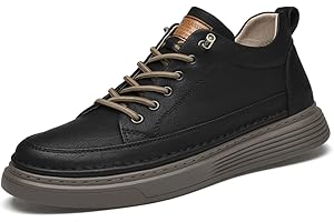 Asifn Hombres Zapatos Casuales Altura Invisible Zapatos Deportivos De Cuero con Cordones Moda Transpirable Cómodo y Ligero