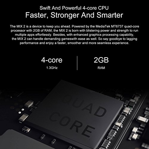 Ulefone MIX2 5,7 Pollici HD+ 18:9 4G Smartphone, Android 7.0 MTK6737H Quad Core 1.3GHz, 2GB RAM 16GB ROM, Dual Fotocamera Posteriore, Fingerprint ID, Dual SIM, 3380mAh Batteria, Nero