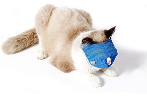 DELIFUR Cat Muzzle Breathable Mesh Pet Muzzle Grooming Prevent Kitty Mask Anti Biting and Chewing anti-Meow (Blue,S)