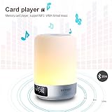 Keynice kabellosen Bluetooth Lautsprecher, Nachttisch-Lampe ,mehrfarbigem und dimmbaren,Schlummerfunktion und Wecker mit LED Zeitanzeige, Touch-Sensor, Freisprechfunktion, Gerät mit TF Kartenfunktion (weiß) - 4