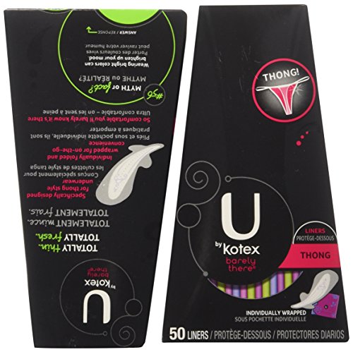 KotexKotex U by Barely There Thong Pantiliners 50 ea (Pack of 2)[Amazon-developed Certification] Compact by Design