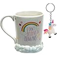 BonZeal 3D Ceramic Unicorn Mug with Keychain Tea Cup 380 ml Birthday Gift for Girls Daughter Sister Gift for Birthday Gift for Friend Unicorn Mugs for Coffee Mugs and Cups Secret Santa Gifts