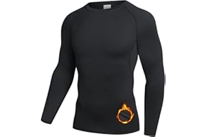 NuCamper Camiseta Térmica para Hombre, Invierno Camisetas Interior Termicas Hombre Manga Larga, Invierno Térmica Deporte Camiseta Compresión para Ski Camiseta Running Ciclismo Fitness Cálida Ropa