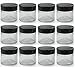 Produktbild Packung von 12 x Klein 15ml Klar Glasbehälter/Blumentöpfe Mit Schwarz Deckeln. Passend für Lip-balsam, Kräuter, Gewürze, Facecream, Salben & Kerzen