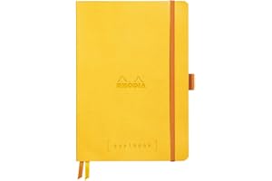 RHODIA 117776C - Carnet Souple Goalbook Jonquille - A5 14,8 x 21 cm - Petits Carreaux - 240 p - Papier Clairefontaine Ivoire 90 g/m² - 2 Rubans, Fermeture Élastique - Simili Cuir