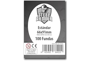 Steel Armour - 100 Fundas para Cartas Coleccionables, Tamaño Estándar 66x91mm, Plástico Transparente Resistente, Protección contra Desgaste y Daños.