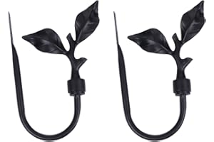 DECHOUS Black Curtain Holdbacks, 2Pcs Leaf Shape Metal Curtain Holdbacks, Wall Mounted Window Curtain Hooks Holders, Curtain Tiebacks for Fixed Curtain Drapes