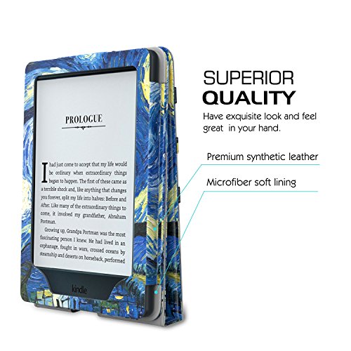 MoKo Hülle für Kindle 8 Generation – Vertikal Flip Kunstleder Ständer Schutzhülle Smart Cover mit Auto Sleep / Wake für Neue Amazon Kindle (8. Generation – 2016 Modell) 6 Zoll eReader, Sterne Nacht - 5