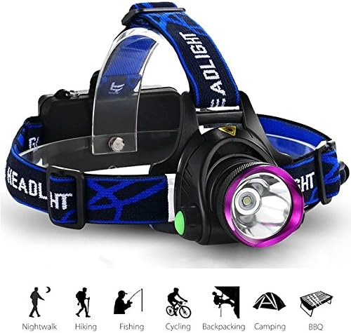 OUTOWIN Headlamp Head Torch Headlight Flashlight - Bright 2200 Lumen White T6 Cree Led, Perfect for Runners, 3 Modes, Lightweight, Waterproof, Adjustable Headband, 2Pcs 18650 Battery