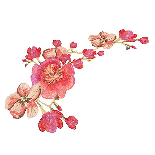 Gazechimp 1er Stickerei Rose Blume Nähen auf Patch Abzeichen Tasche Hut Jeans Kleid Applique Fertigkeit - 2