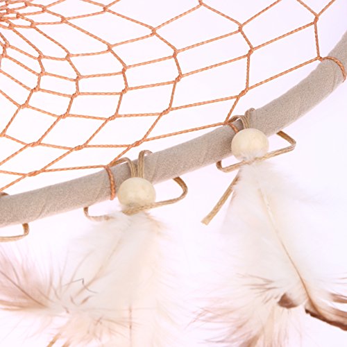 Attrape-rves-Voiture-Indien-Beige-coeur-et-Plumes-Dreamcatcher-net-Capteur-de-rves-Tenture-vintage-Dcoration-Maison-Chambre
