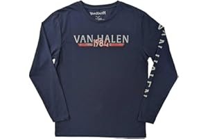 ROCK OFF OFFICIALLY LICENSED PRODUCTS Van Halen T Shirt 84 Tour Nouveau Officiel Unisex Navy Bleu Long Sleeve