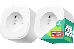 meross Prise Connectée (FR), 16A Prise WiFi Compatible avec Alexa et Google Home, Lot de 2 Prises Intelligentes avec Suivi de Consommation, Commande Vocale, Contrôle à Distance et Fonction de Temps