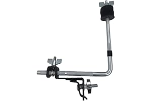 TUOREN Cymbal Boom Arm with Bass Drum Hoop Mount Clamp, Cymbal Holder Clamp with L-Shaped Long Boom Attachment Cymbal L-Arm Rod Cymbal Mounting Clamp for Drum Set Extension Accessories