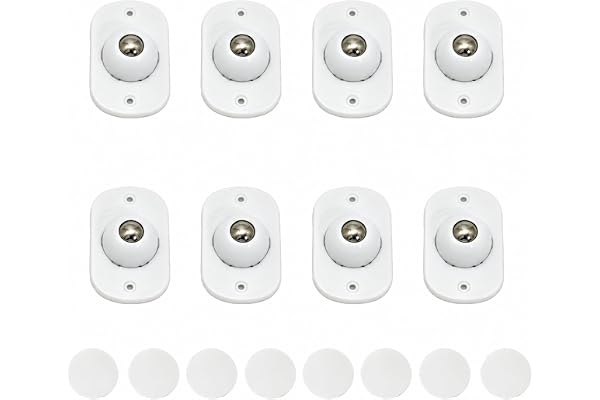 ZhcwlHöjd-set med 8 bollcastors 360° vridbara – självhäftande minihjul, universell plast/rostfritt stål bollCastors för möbler, bin och förvaringslådor