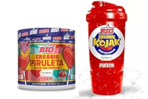KINGNUTRITION BIG Creabig Piruleta Creatine powder 250gr creapure Sabor Piruleta cereza Tanga Fiesta + shaker fiesta KOJAK BIG