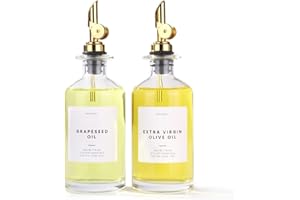 Molimoli Dispenser per Olio Cucina, Versatore Automatico, Bottiglia Sottile in Vetro per Cucina, Brocca per Olio d'Oliva, | Set di 2