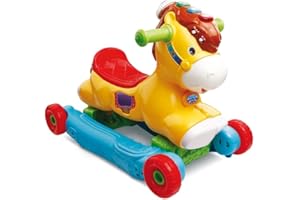 VTech - P'tit Galop, Mon Poney Basculo, Porteur Bébé Évolutif, Cheval à Bascule Interactif, Jouet d'Activité et de Développement, Éveil Musical, Cadeau Bébé Dès 1 an - Contenu en Français