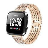 IGEMY Modern Luxury Kristall Legierung Uhrenarmband Handschlaufe für Fitbit Versa Ersatz, Gold / Silber / Schwarz (Gold)
