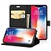 Produktbild EasyAcc Hülle Case für iPhone XS/iPhone X, PU Kunstleder mit Tasche Handyhülle mit Standfunktion und Auto Sleep/Wake Up Funktion Brieftasche Handy Schutzhülle Kompatibel mit iPhone X - Schwarz