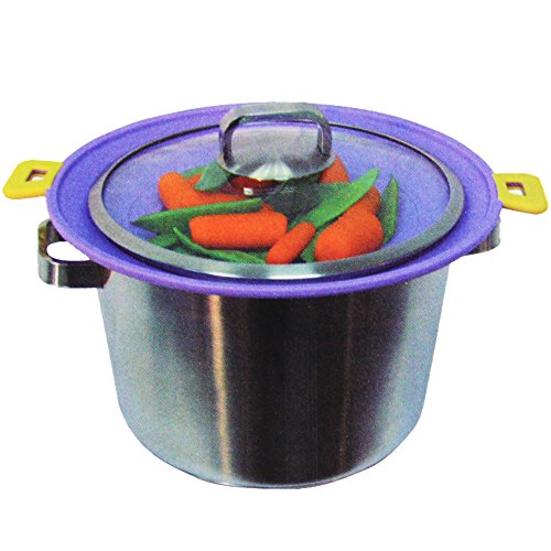 COM-FOUR® 3 in 1 Überkochschutzdeckel – Schützt vor Überkochen & Spritzern, Dampfgarfunktion (lila) - 4